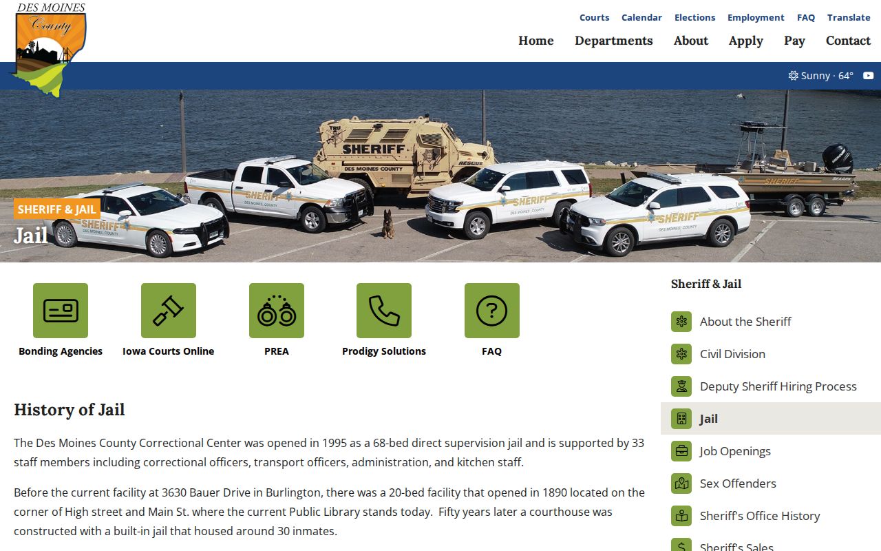 Des Moines County arrest booking and Correctional Center information