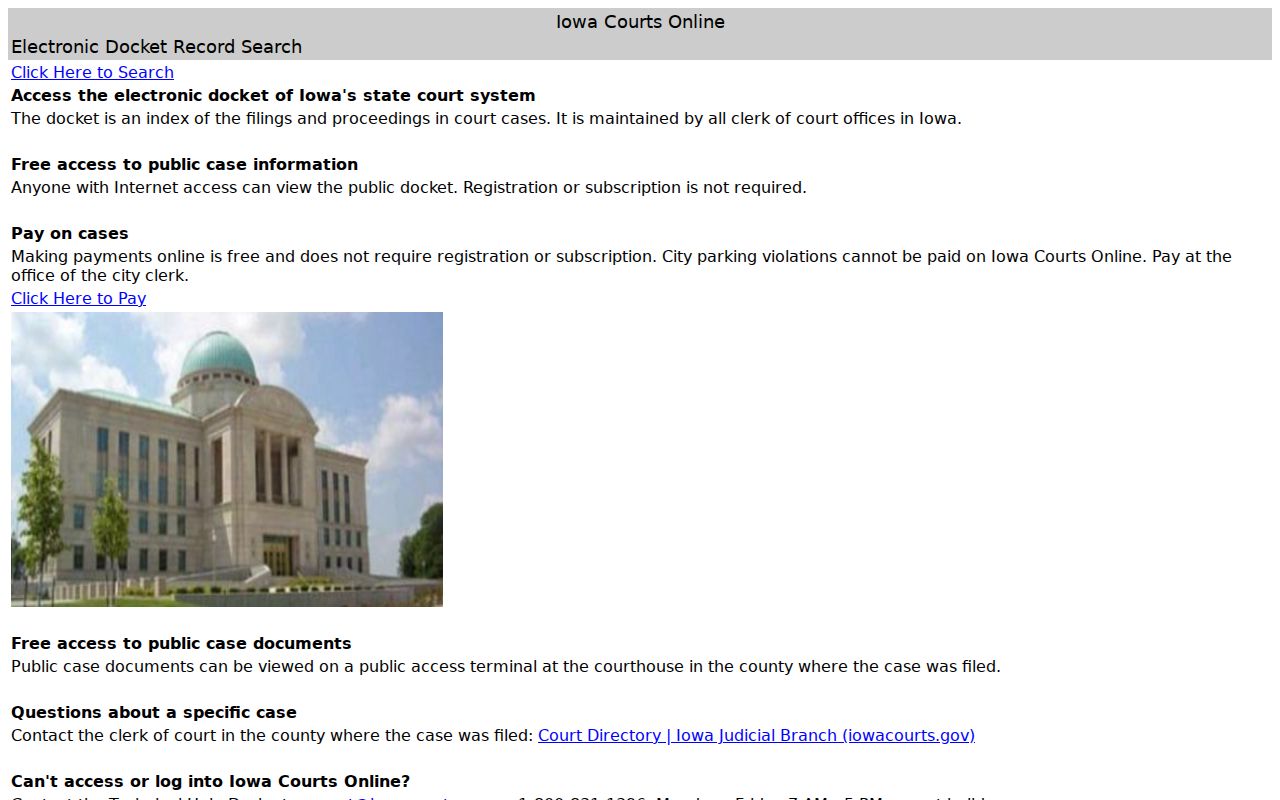 Des Moines County criminal court case search in Iowa Courts Online