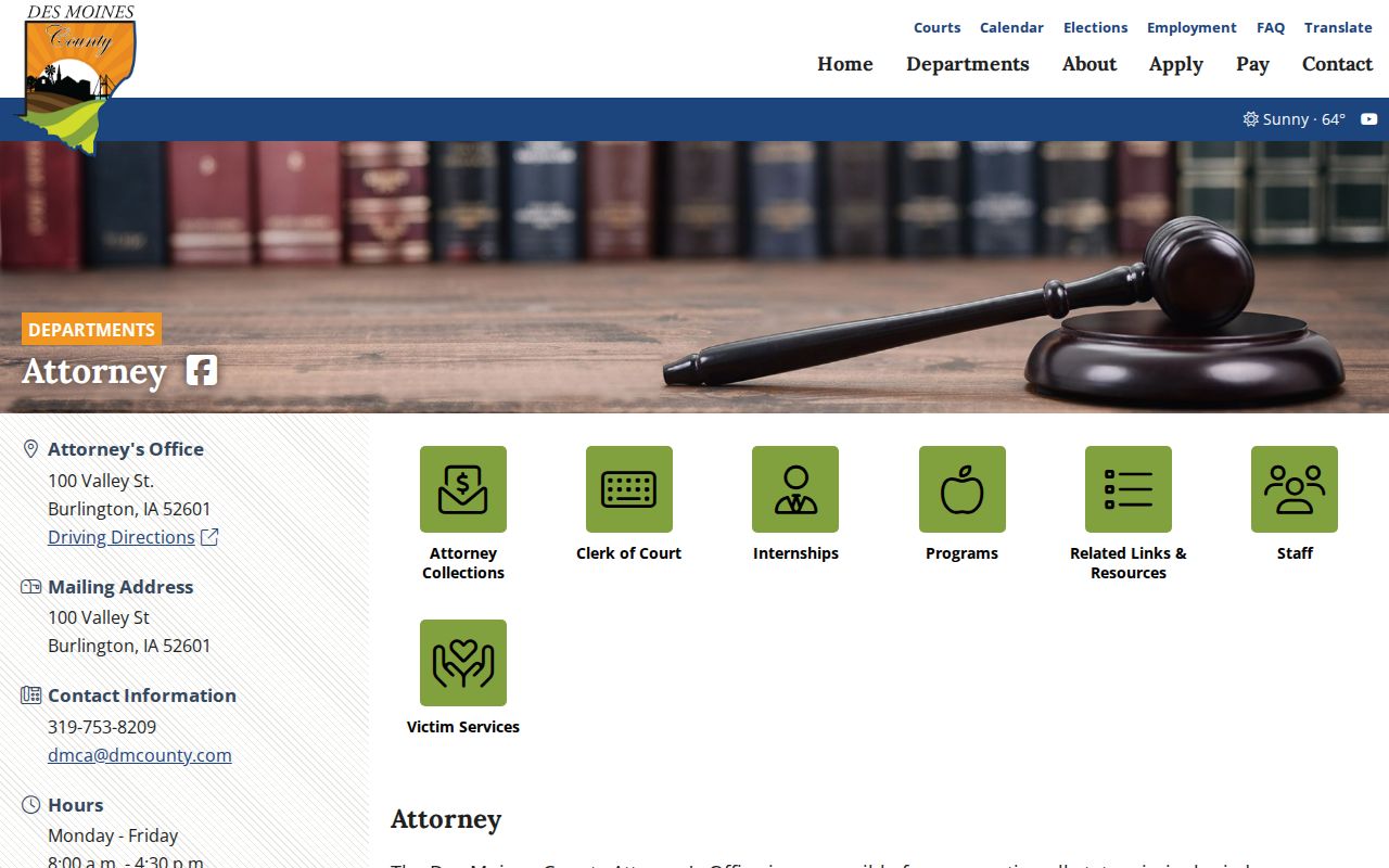 Des Moines County attorney criminal case and prosecution information