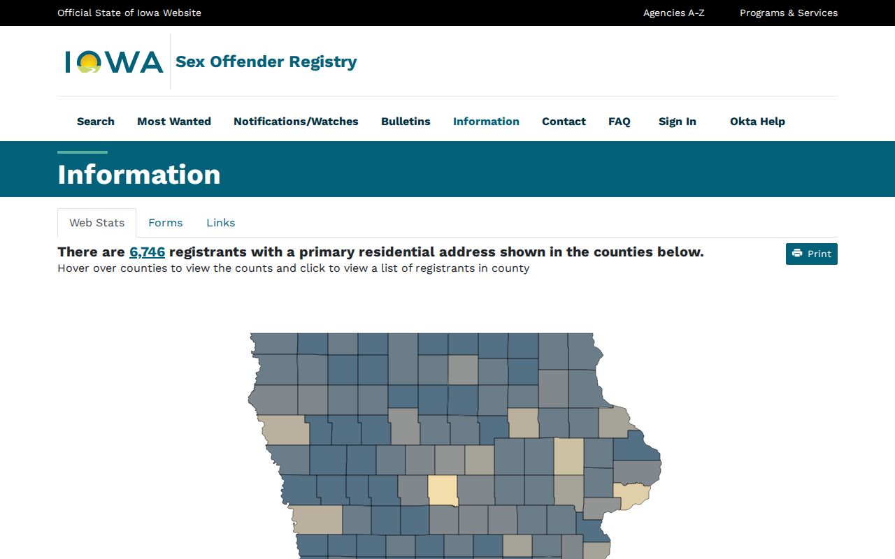 Des Moines County sex offender registry county map search