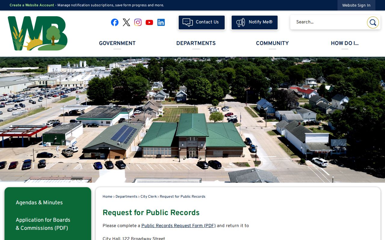 West Burlington public records inspection and request policy